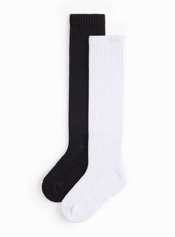 Black & White Football Socks 2 Pack 4-6.5